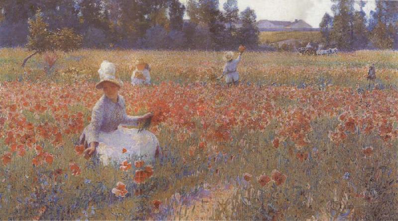 Robert William Vonnoh In Flanders Field Where Soldiers Sleep and Poppies Grow Sweden oil painting art